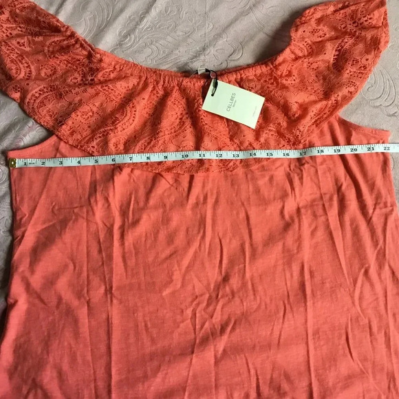 Cellbes Chantilly Lace Overlay Top Coral , US 14 - 16 Women  Plus - Picture 2 of 8